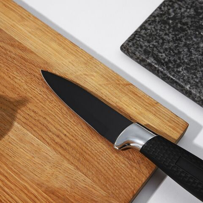 Нож кухонный с антиналипающим покрытием Доляна «Супер-блэк», лезвие 9 см, цвет чёрный (Цвет: не задано)