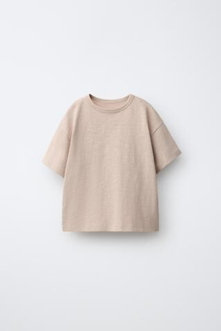 ZARA ОДНОТОННАЯ ФУТБОЛКА, РЫЖЕВАТО-КОРИЧНЕВЫЙ