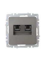 BRITE Розетка компьютерная двойная RJ45 кат.6 РК11-2-БрС сталь IEK