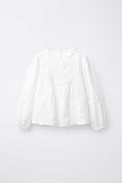 ZARA РОМАНТИЧНАЯ РУБАШКА С ЦВЕТАМИ, ЖЕЛТОВАТО-БЕЛЫЙ