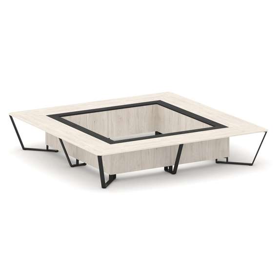 Steel Meet Стол переговорный квадратный KMK-PR.B.SP-20K2 Денвер Светлый/Графит Глянец/Металл Черный