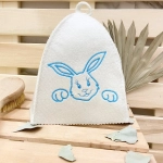 Шапка банная детская классическая с вышивкой «Заяц», цвет белый, (без упаковки)