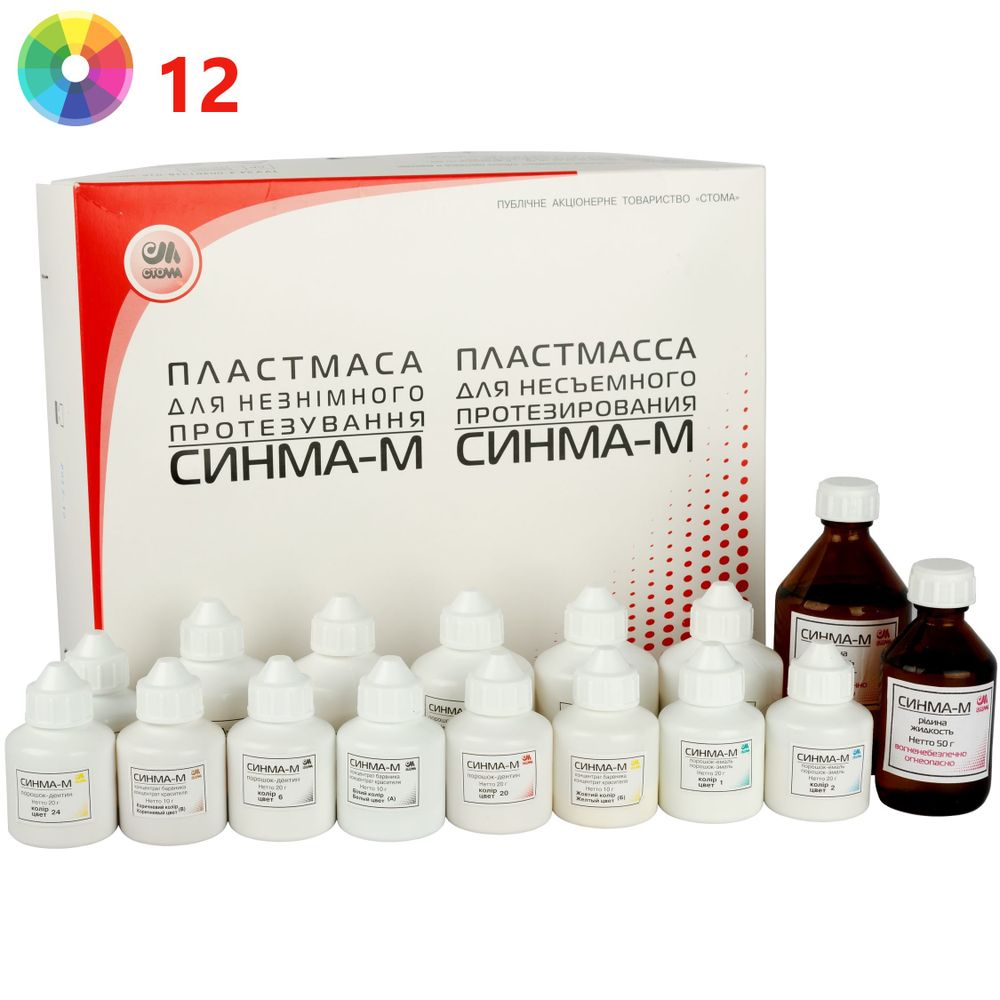 --- Синма-М цвет 12 (80гр.+40мл.) пластмасса для несъемного протезирования