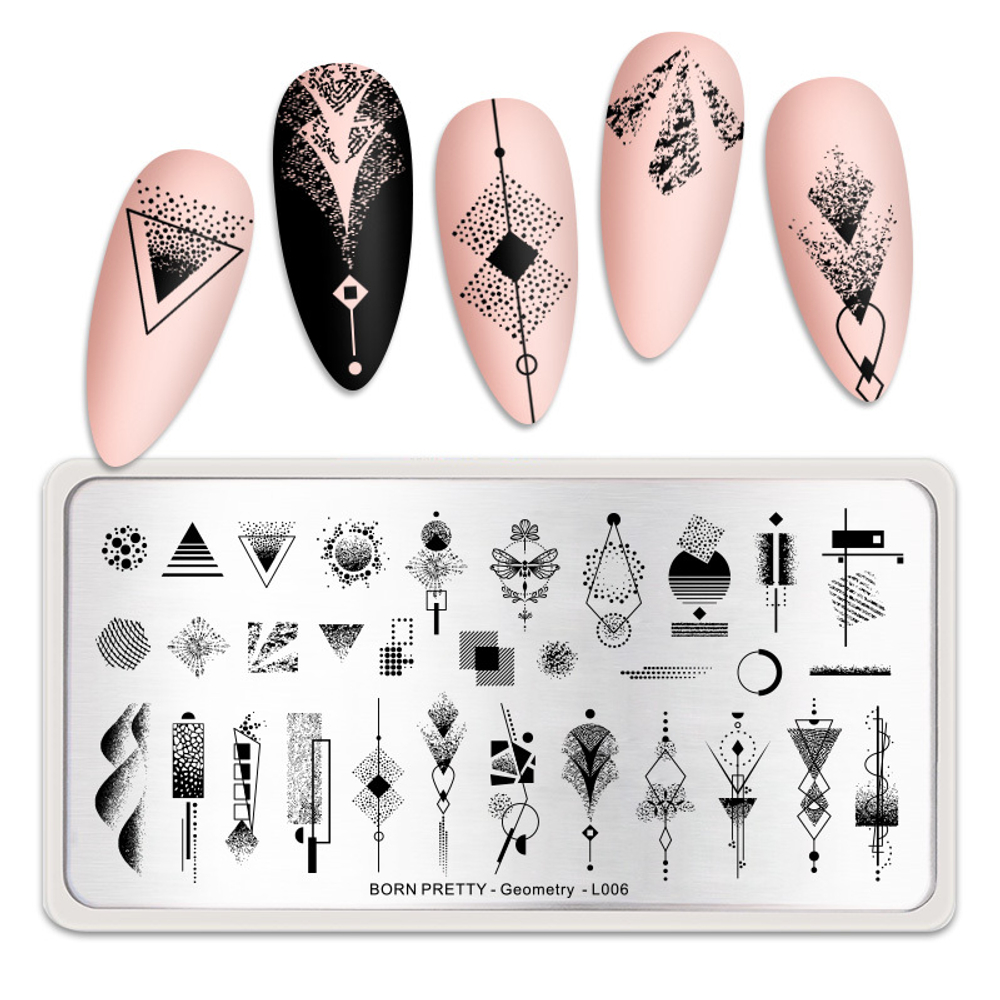 Born Pretty, Пластина для стемпинга 12*6 см 52345 BP-L006 Geometry, 1 шт