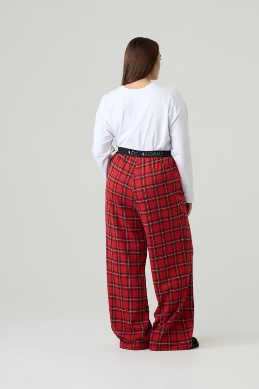 Брюки в клетку, красный