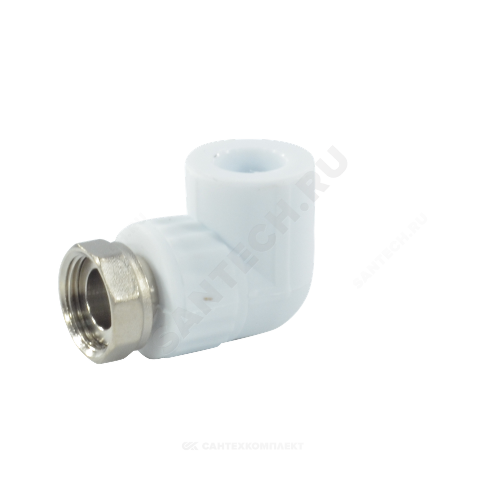 Угольник PP-R комбинированный белый Дн 20х1/2" с накидной гайкой VALFEX 10138020