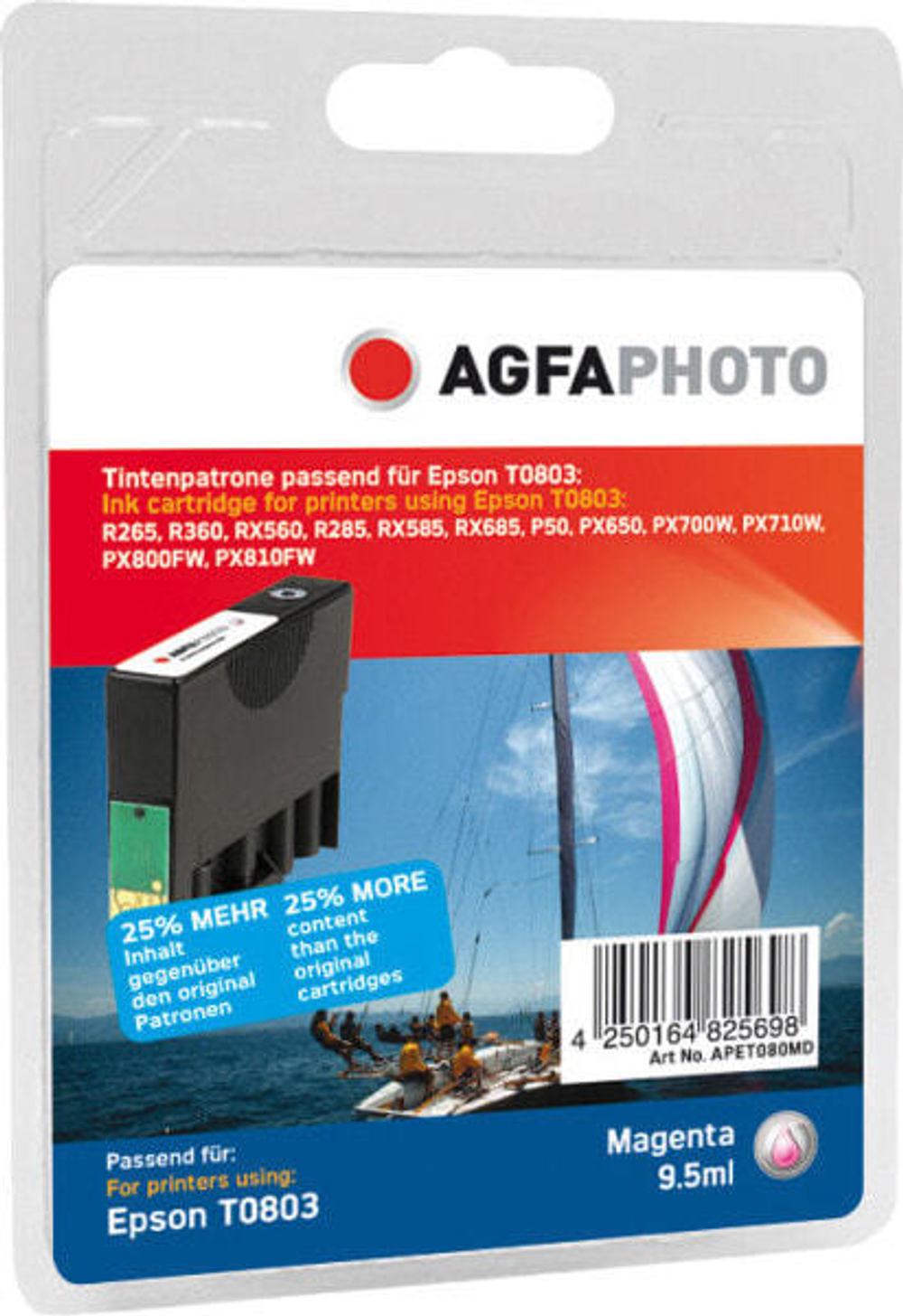 Картридж струйный пурпурный 1 шт AgfaPhoto Holding GmbH APET080MD