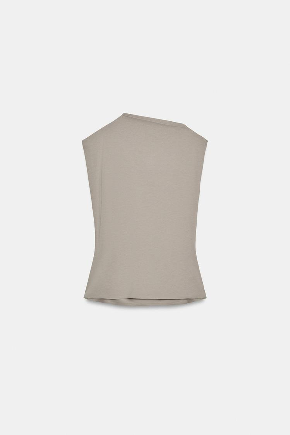 ZARA ТОП ИЗ ХЛОПКА С ДРАПИРОВКОЙ, СЕРО-СИНИЙ