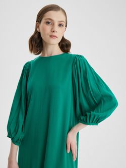 Платье с пышными рукавами изумрудного цвета