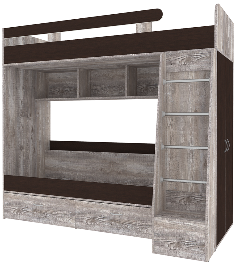 Двухъярусная кровать КарИВи Юниор 6 Бетон Венге