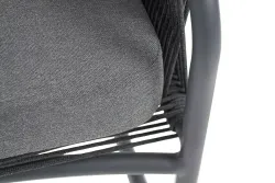 "Ането" кресло плетеное из роупа, каркас алюминий темно-серый (RAL7024) муар, роуп темно-серый круглый, ткань темно-серая 027