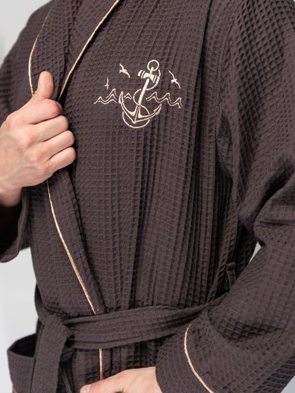 Мужской вафельный халат PATRICK коричневый