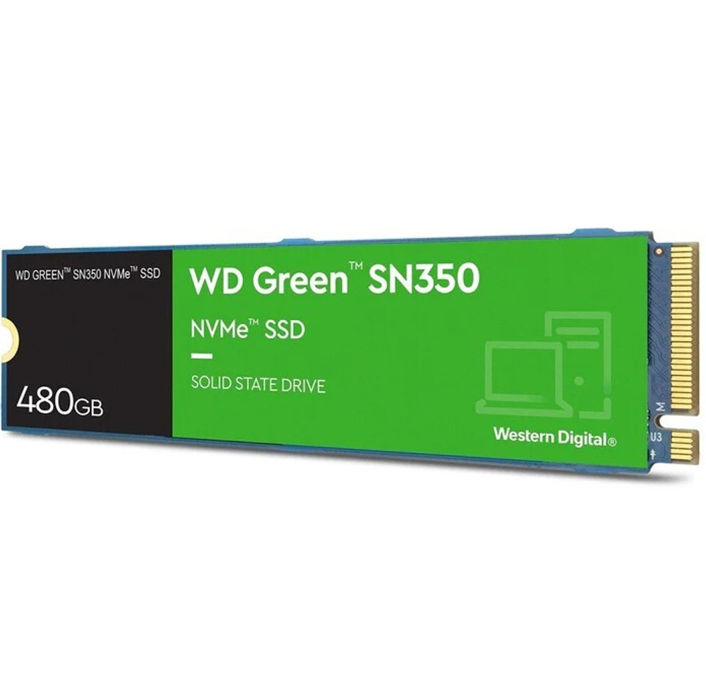 Жесткий диск SSD M.2 480GB Western Digital Green SN350, 2400/1650MBs, TLC 3D NAND, 2280, PCI-E 3.0x4 (WDS480G2G0C)