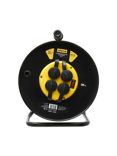 Силовой удлинитель на катушке Inforce 4 гнезда, с/з ПВС 3х1,5 16A 30м IP44 GRANITE ZG 09-15-05