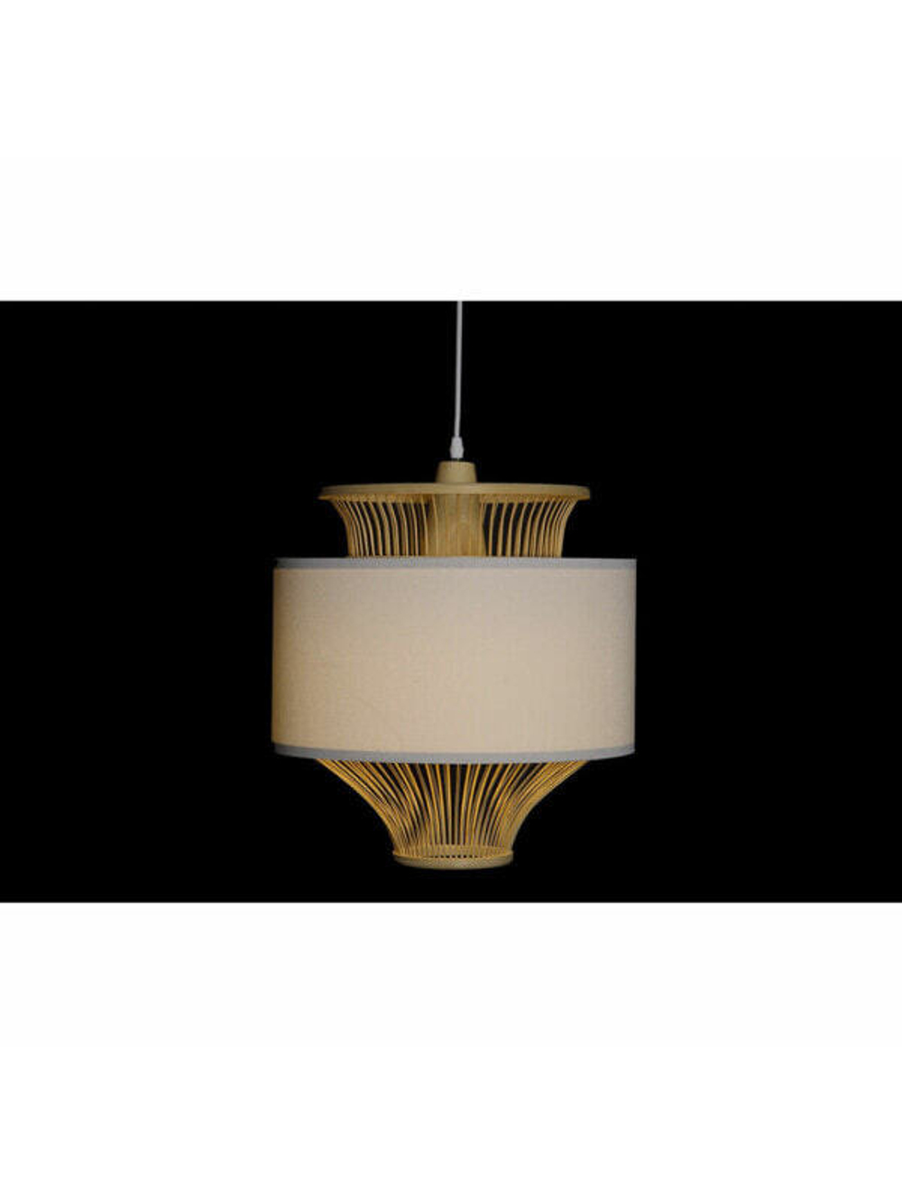 Потолочный светильник DKD Home Decor Белый полиэстер Бамбук (40 x 40 x 52 cm)