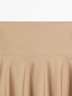 Massimo Dutti Юбка миди с воланами на кокетке, цвет верблюжьей шерсти