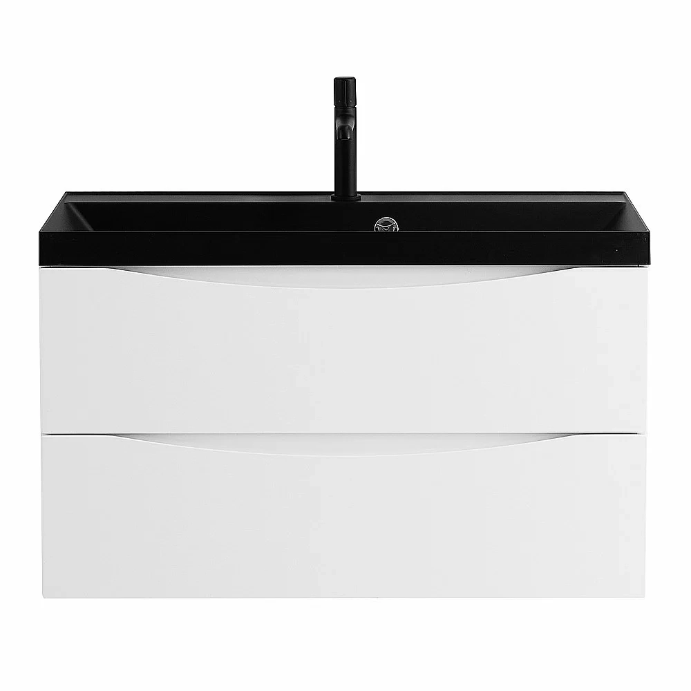 Тумба с раковиной Belbagno MARINO 80 белая матовая/черная раковина
