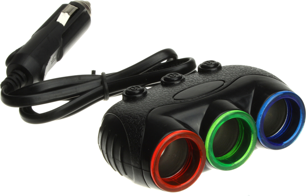 Разветвитель авто Olesson NO.1632 (3розетки /120W) LED