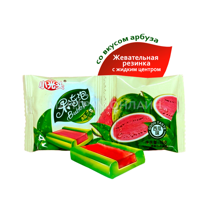 Жевательная резинка Bubble с джемовой серединой со вкусом арбуза 16 г