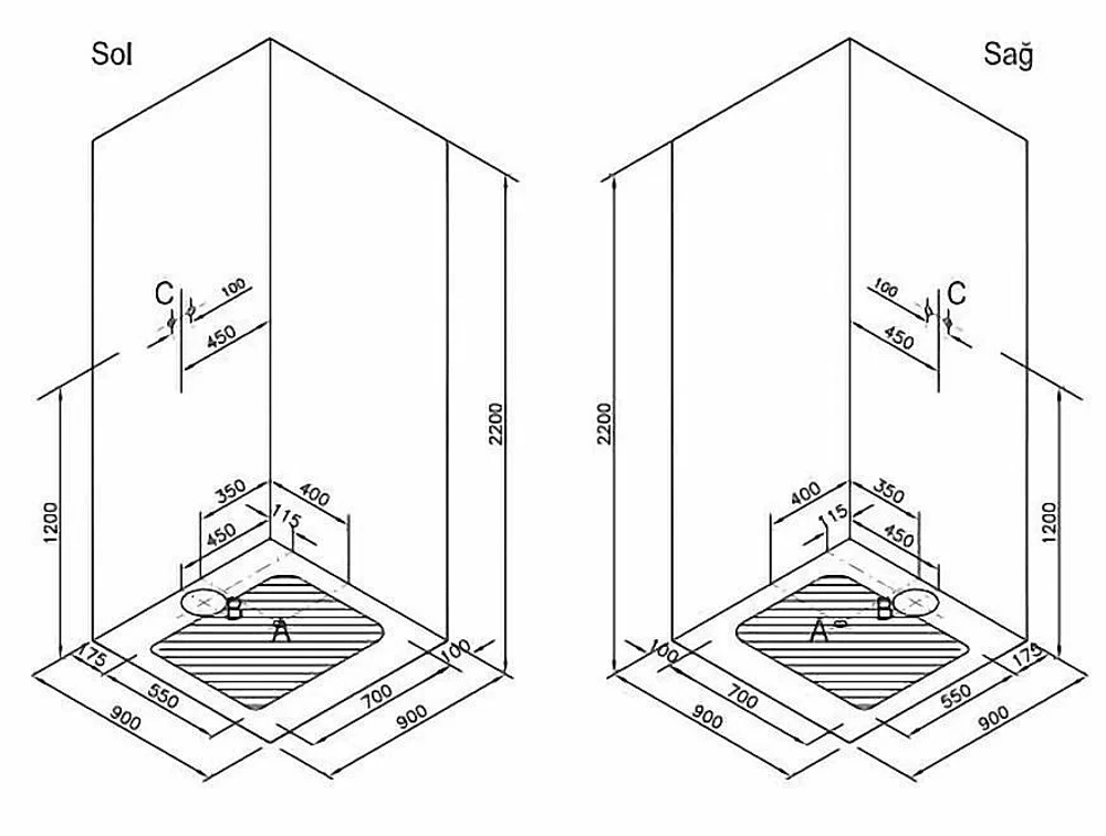 Душевой уголок Vitra ZEST 90x90 черный/прозрачный