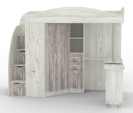 Кровать-чердак КарИВи Юниор 4 Винтерберг Бетон