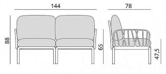 Уличный модульный диван Komodo 2, зеленый