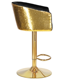 Стул барный DOBRIN DARCY GOLD SHINY, черный велюр с золотыми пайетками