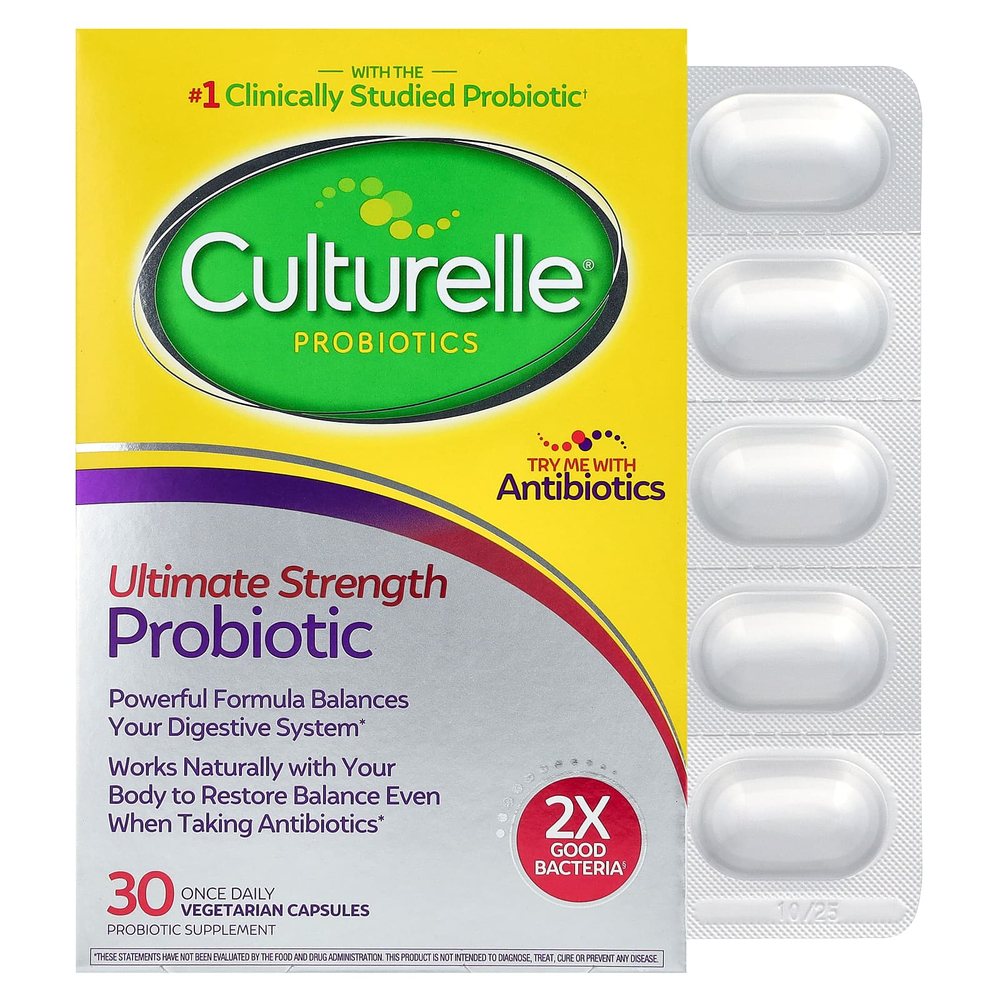 Culturelle, Пробиотики, пробиотик максимальной эффективности, 20 млрд КОЕ, 30 вегетарианских капсул