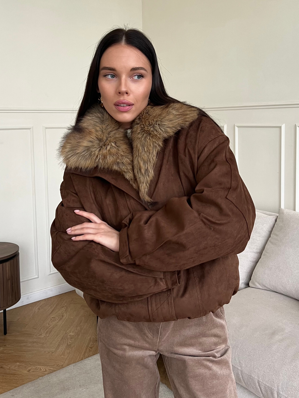 Парка замшевая шоколад