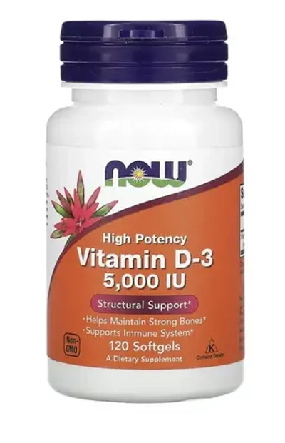 Витамин Д3 5000 МЕ NOW Vitamin D-3 5000 IU (120 капс)