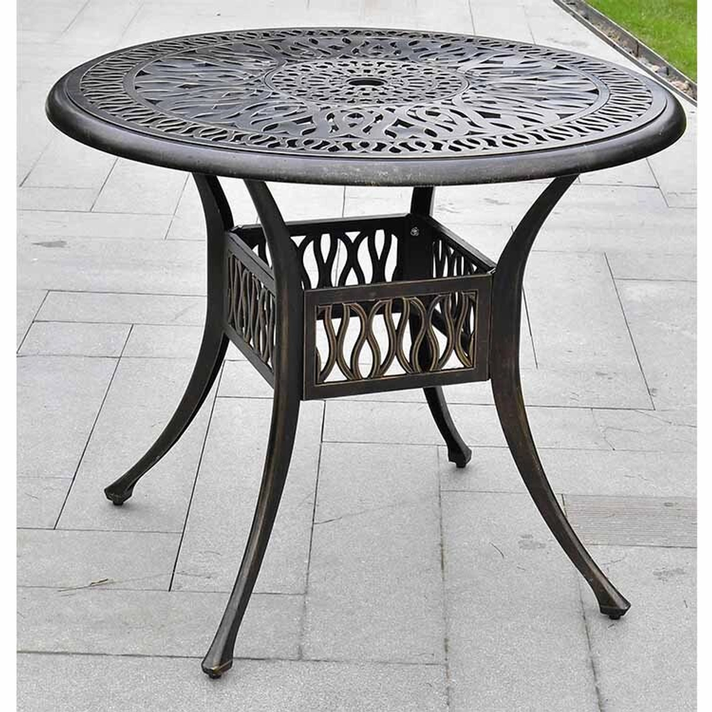 Круглый стол Harold 91 из литого алюминия, Бронзовый графит