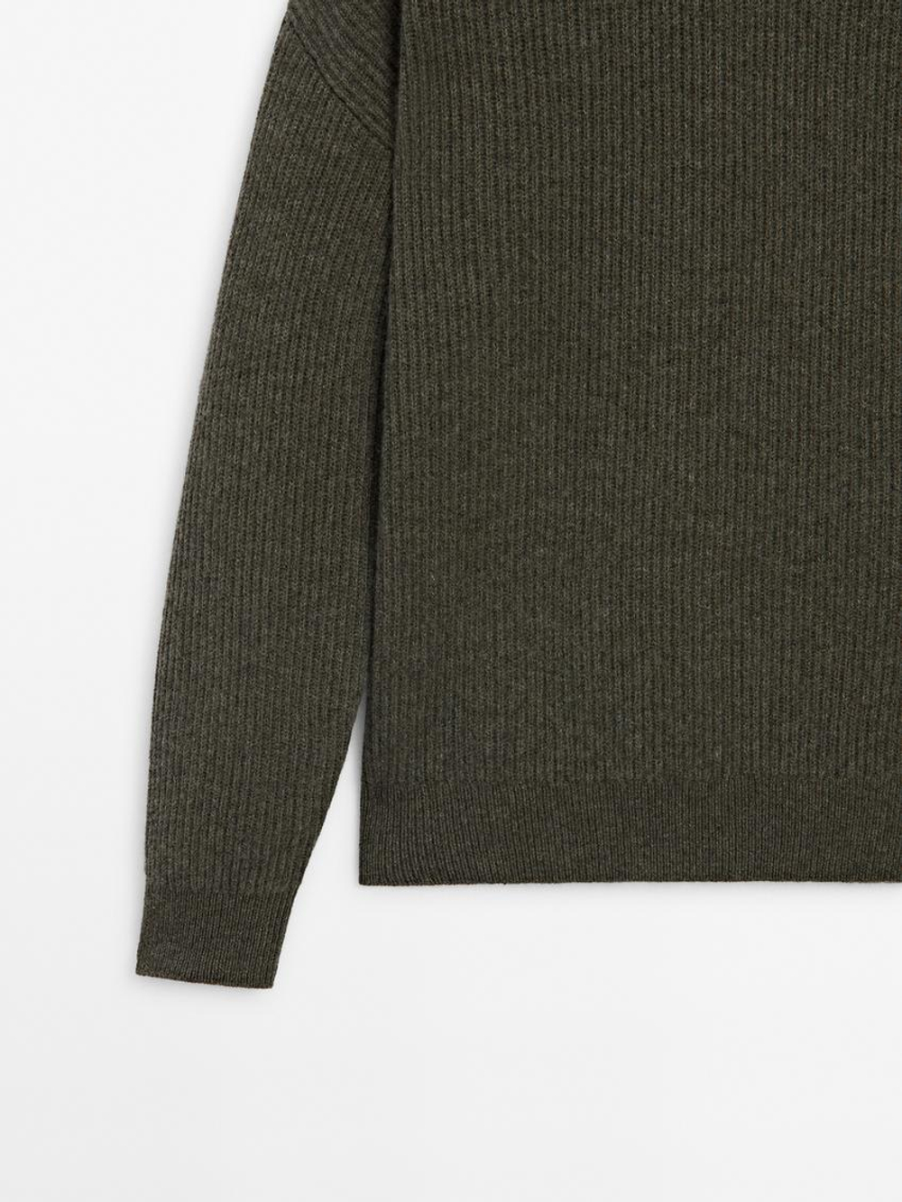 Massimo Dutti Свитер из 100% кашемира, зеленоватый