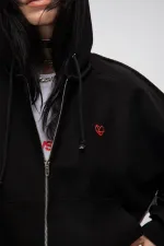 Худи Kraizy Stripes Zip Logo Heart черный