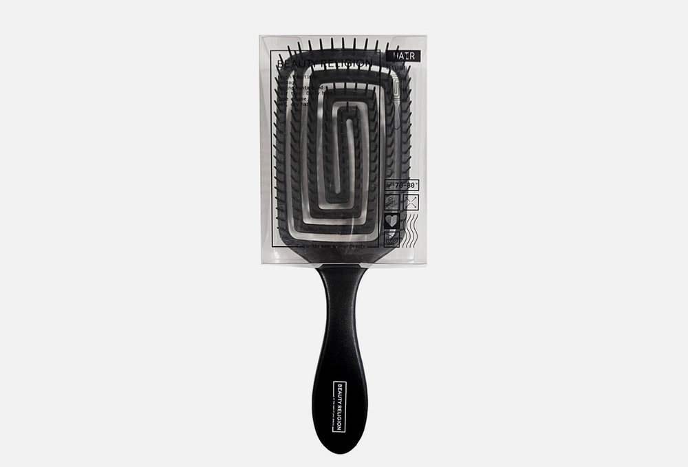 BEAUTY RELIGION Расческа массажная/распутывающая ЧЁРНАЯ Massage Brush black (1 шт)