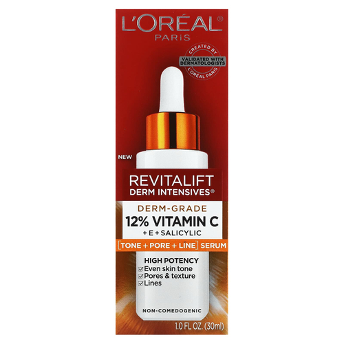 L'Oréal, Revitalift Derm Intensives, Derm-Grade, 12% витаминов C + E + салициловый, 30 мл (1 жидк. унц.)