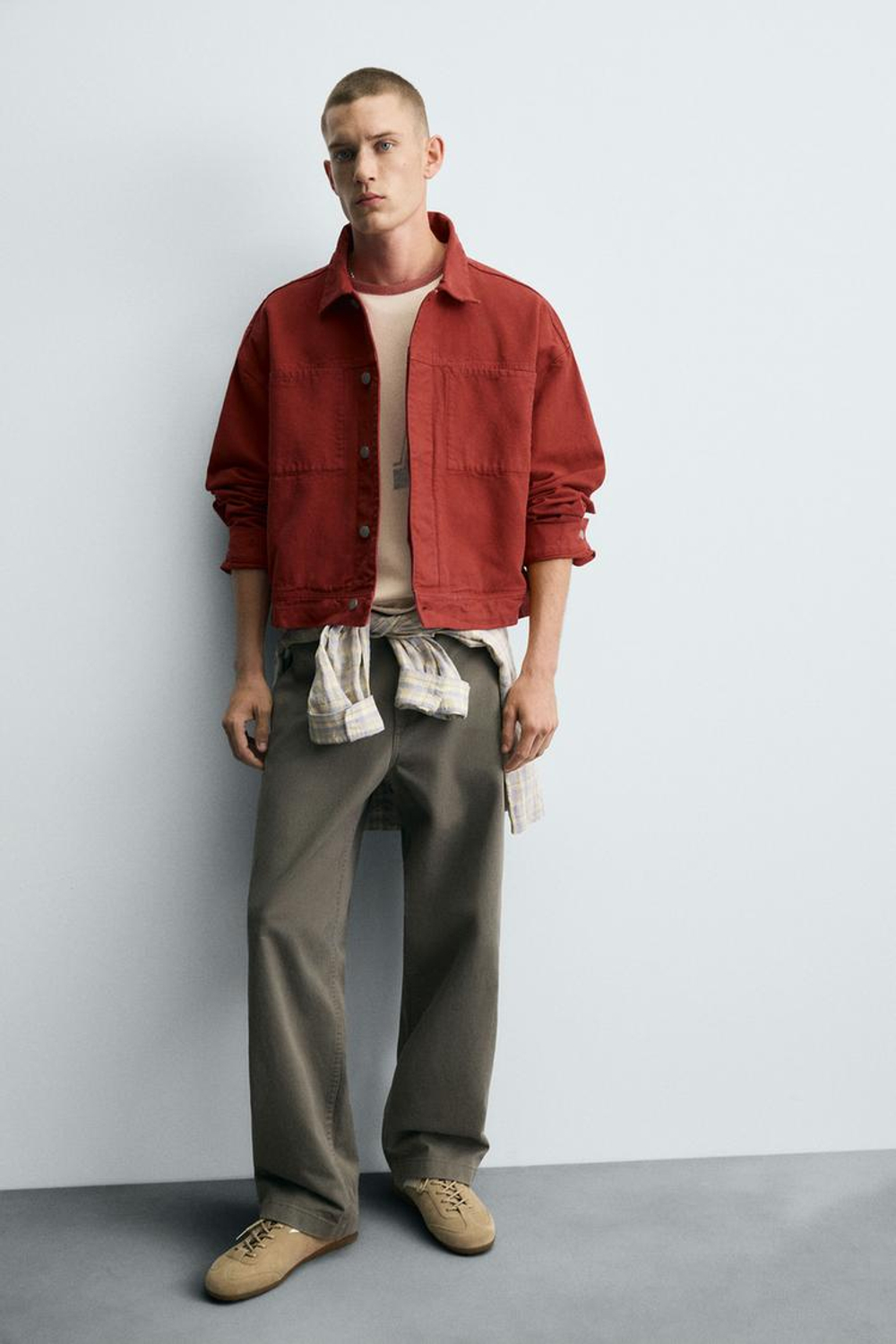 ZARA УКОРОЧЕННАЯ КУРТКА, КРАСНЫЙ