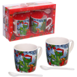 Кружка керамическая 200мл в наборе 2шт с ложками «Загадочный Дракон»