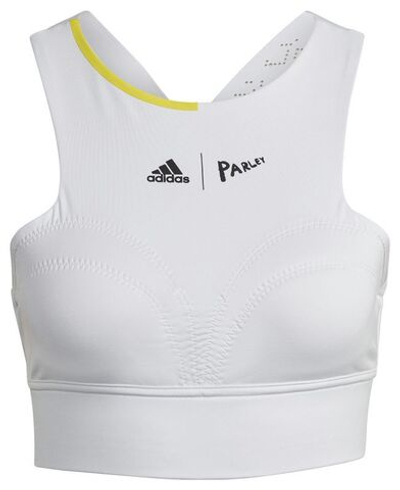 Женский топ теннисный Adidas London Crop Top - white/impact yellow