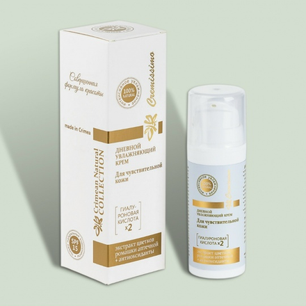 Дневной увлажняющий для чувствительной кожи Cremissimo Collection с гиалуроновой кислотой, 30мл, ТМ КРЫМСКАЯ НАТУРАЛЬНАЯ КОЛЛЕКЦИЯ