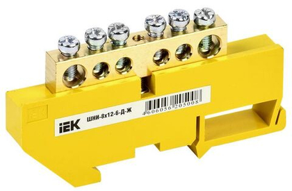 Шина PE "земля" на DIN-изол ШНИ-8х12-6-Д-Ж IEK