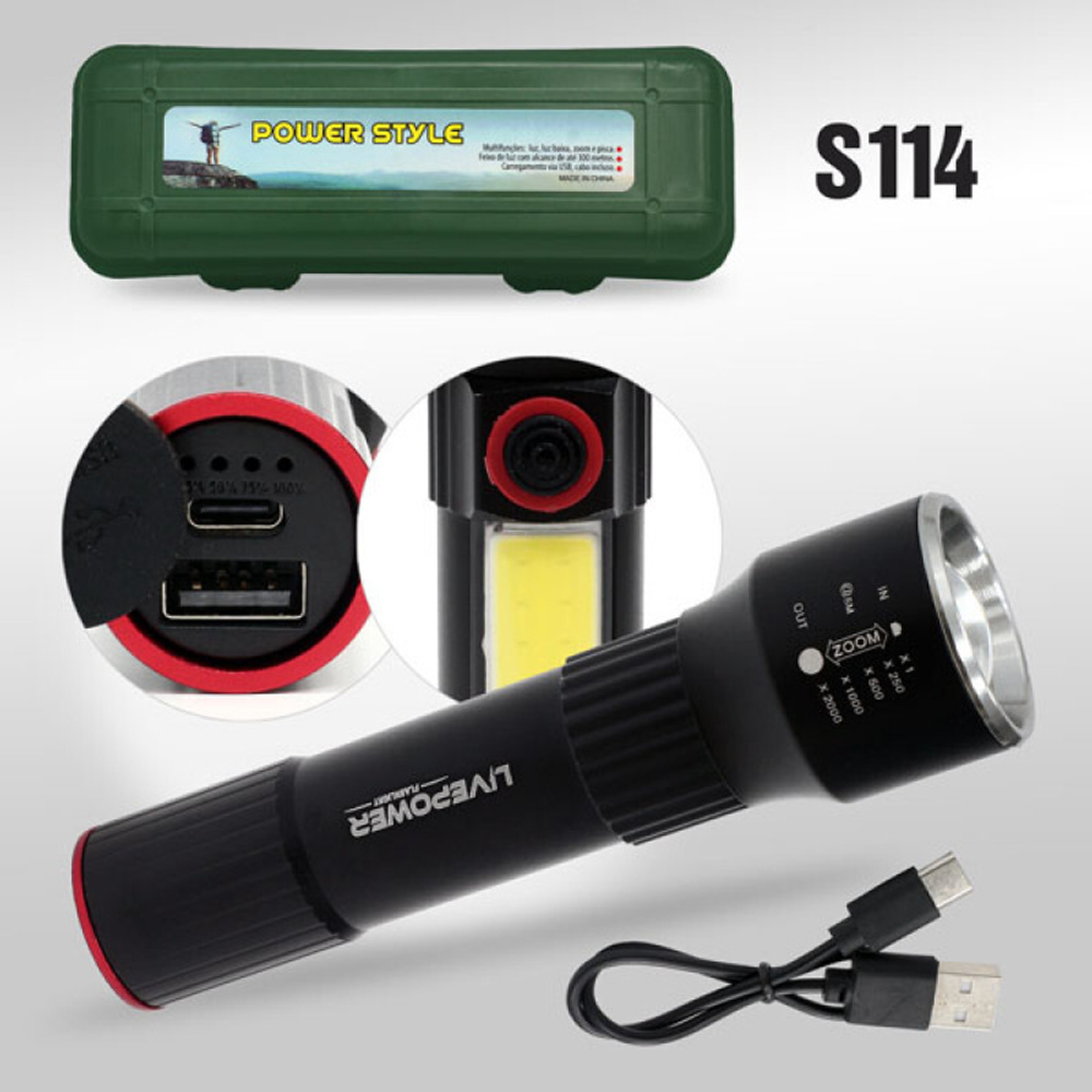 Ручной Светодиодный фонарь CF10 P50-COB-1200mah (с Power Bank)