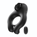 Черное эрекционное кольцо Abe с пультом ДУ (Цвет: черный)