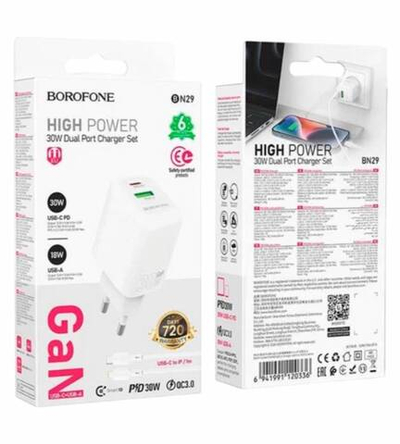 Зарядное устройство на Type-C PD30W Borofone BN29 (white)