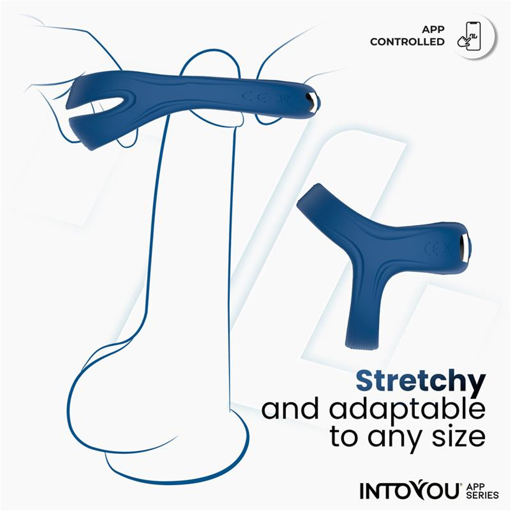 Синее интерактивное эрекционное виброкольцо Rank (Цвет: синий)