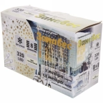 Гирлянда для улицы ЗАНАВЕС ш2* в1,5 м 320 ламп LED, прозрач.пров, 8 реж.,IP-54, Теплый белый (возможность соединения)