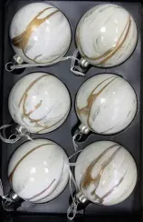 Набор стеклянных шаров Акварель шампань 80 мм., 6 шт., Christmas DeLuxe (87203)