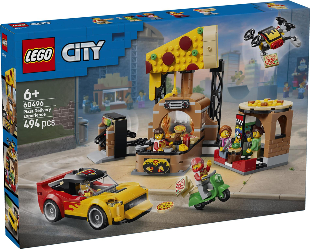 Конструктор Лего Сити Опыт доставки пиццы на автомобилях 60496 | LEGO City Pizza Delivery Experience 494 детали | 6+