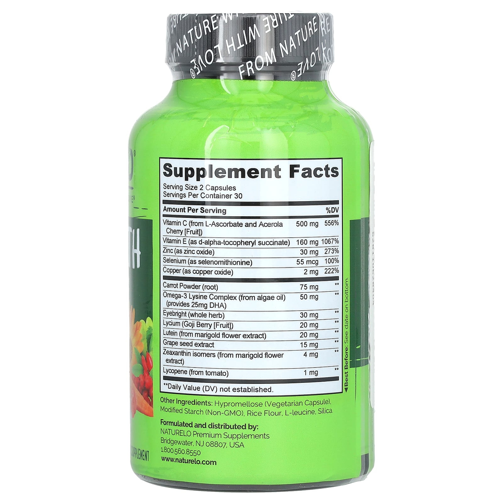 NATURELO, добавка для здоровья глаз, 60 вегетарианских капсул