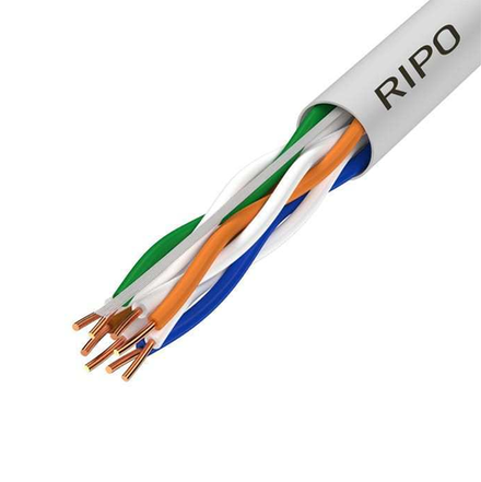 Патч-кабель RIPO U/UTP4, Кат.5е (Класс D), 125МГц, многож.,4*2*7*0,12 mm CCA PVC нг(B), серый, 30м.