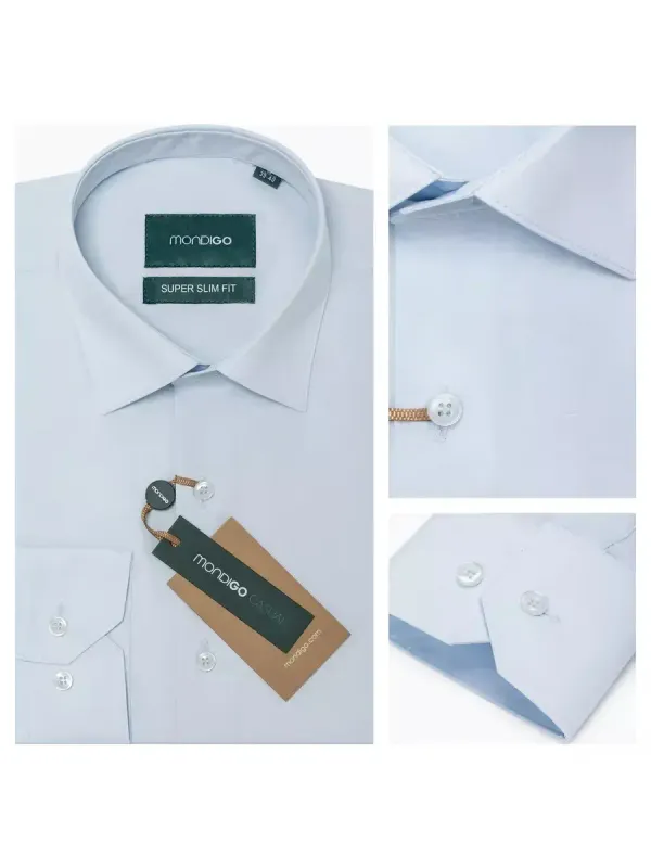 Рубашка приталенная с вытачками на спине SUPER SLIM FIT, светло-голубая